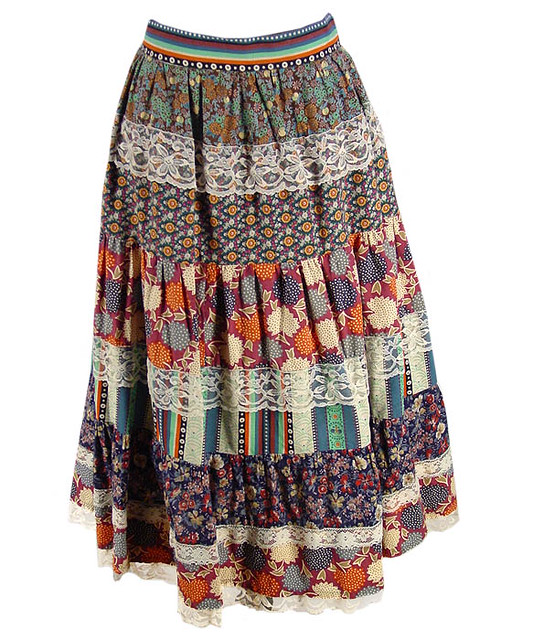 Calico Stripe Vintage Skirt