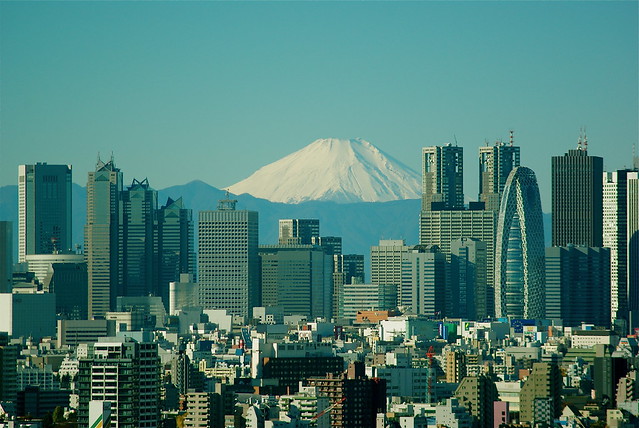 skyscrapers with Fuji