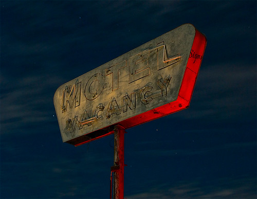 abandoned sign night neon ranger texas motel vacancy decayed