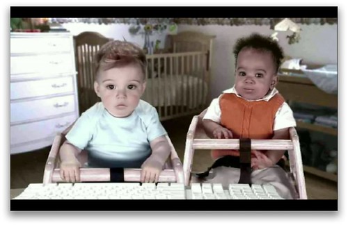 E*Trade Talking Baby commercial mirrored keyboard | Uploaded… | Flickr