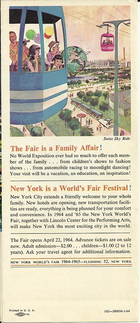1964 - 1965 New York World's Fair pamphlet (back)