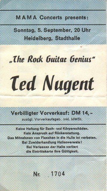 Nugent, Ted - 1976 - Stadthalle,Heidelberg , Germany