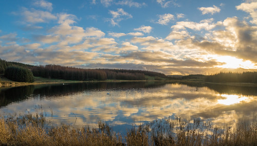 eastrenfrewshire scotland winter reflection craighalldam walking waterscape panorama neilston landscape reservoir