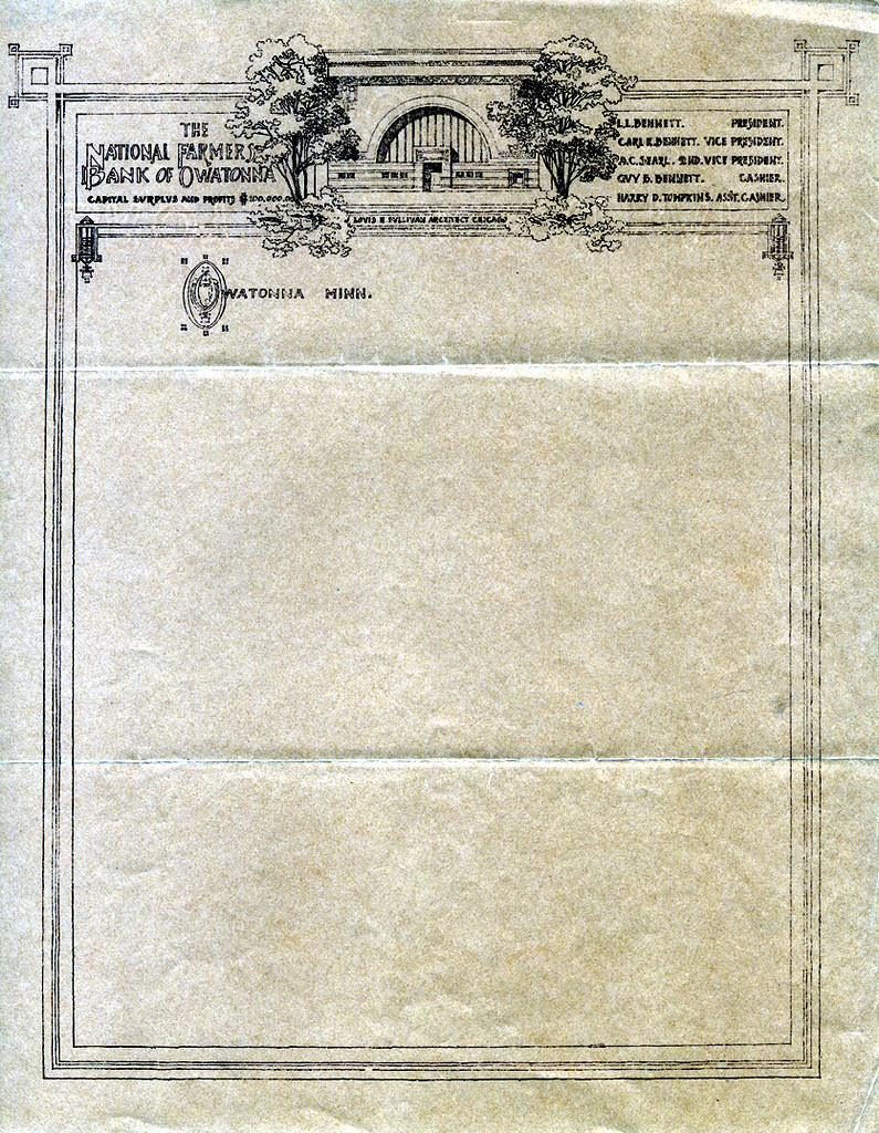 Owatonna Letterhead | Vintage bank letterhead featuring arch… | Flickr