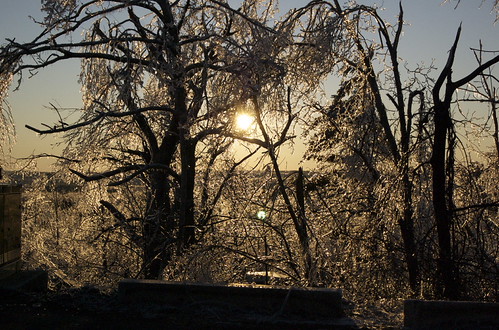 Icy Sunset by drummerboy1214, A nasty ice storm just blew through the Northeast knocking out power to some of Massachusetts and mo
