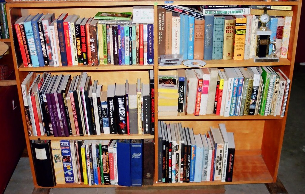 Basketball Bookshelf With Cookbooks Changing Of The Baseme Flickr