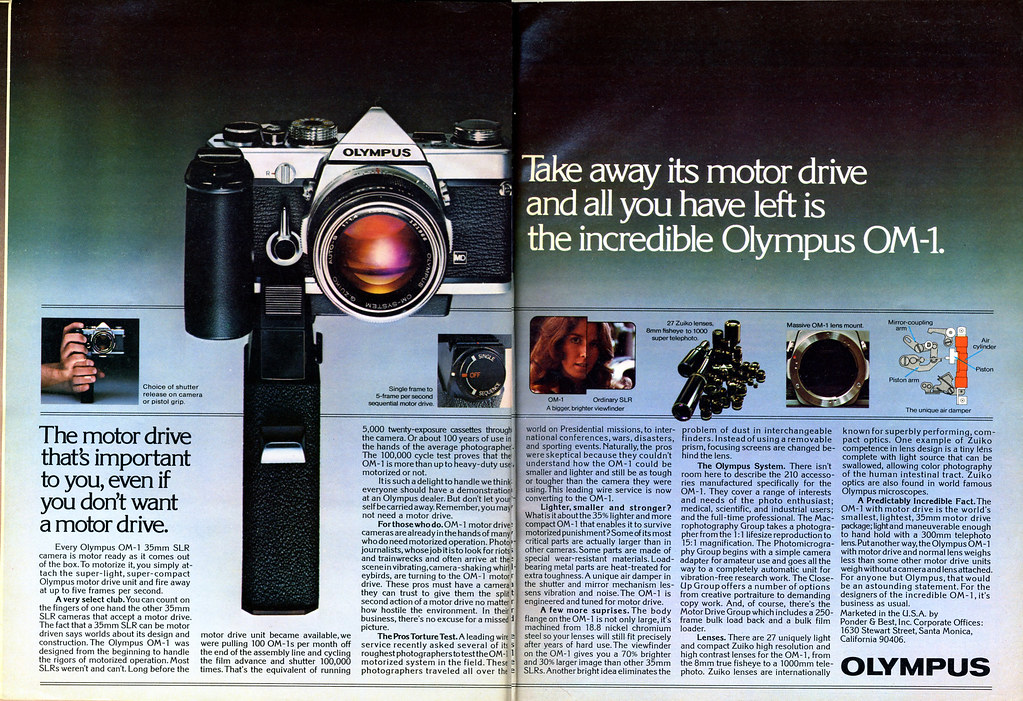 Olympus OM1 ad | Take away its motor drive and all you have … | Flickr