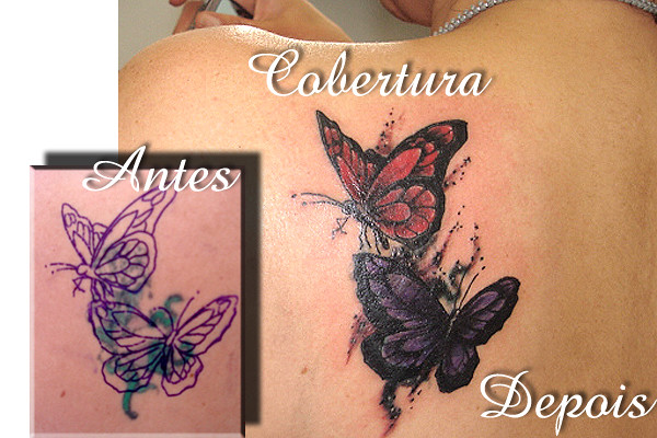 tatuagem cobertura borboletas nas costas