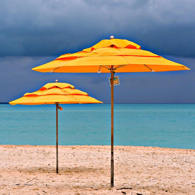 rule of fourths! yellow umbrellas and the impending storm