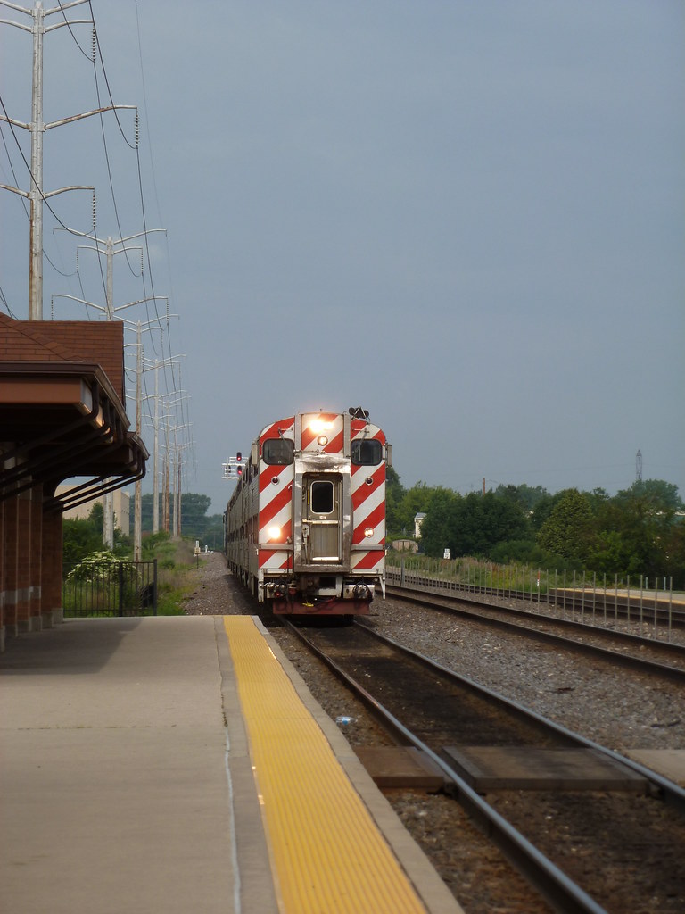 Train arrival at Naperville, IL