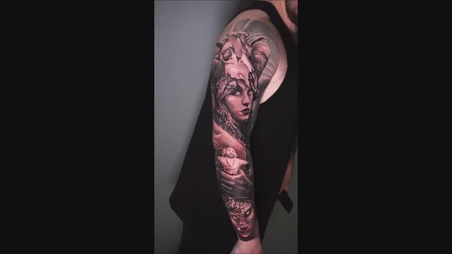 voodoo and black magic scary full sleeve black and grey realism best tattoo artist london uk