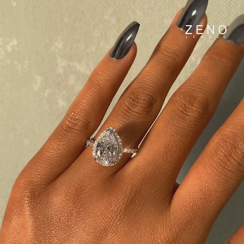 Zeno Jewels Halo Pear Cut Engagement Ring