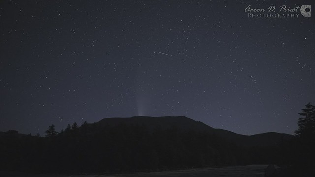 Comet NEOWISE rising over Mt. Katahdin into dawn