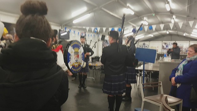 France, Agen - video of the Bordeaux pipe band at Stade Alfred Armandie