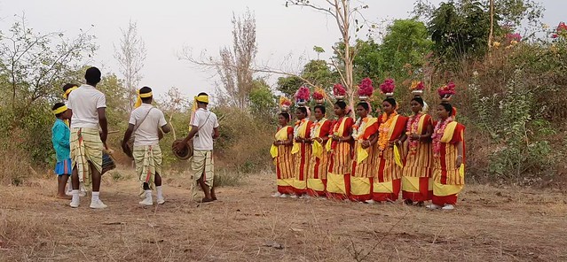 Santali folk dances of Bengal, on 4th April, 2021, at the foothills of Baroghutu, Mukutmanipur, Bankura District, West Bengal, India- XVIII