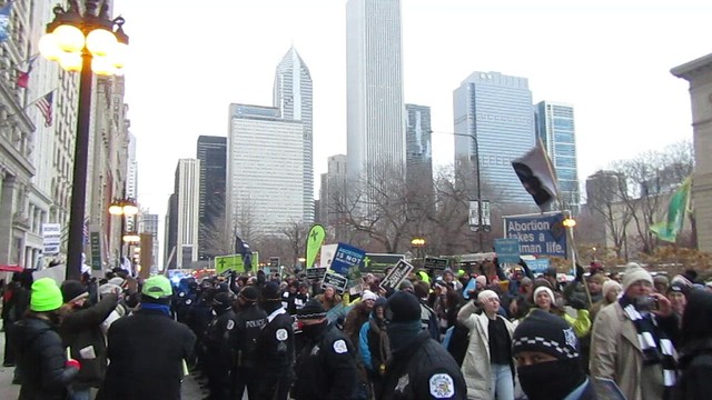 Last counter-protest at Adams/Michigan - Pro-Life chant