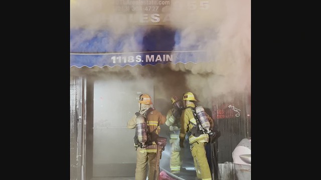 Firefighters Battle Major Emergency Fire in Downtown Los Angeles