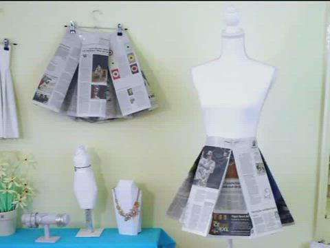 Newspaper Origami Box Pleated Skirt