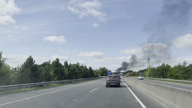 Gardai / PD Arriving On Scene - Motor Vehicle Fire - M18 Motorway, Ireland