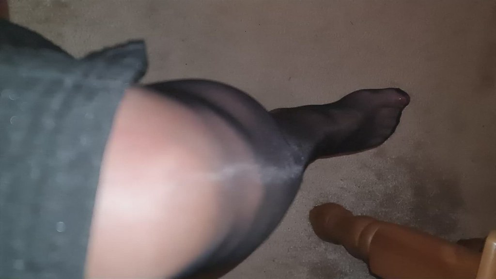 Opaque Black Stockings with painted toes 2