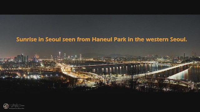 Sunrise in Seoul seen from Haneul Park in the western Seoul