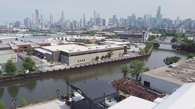 The Salt Shed Chicago Skyline Aerial Flyover Video