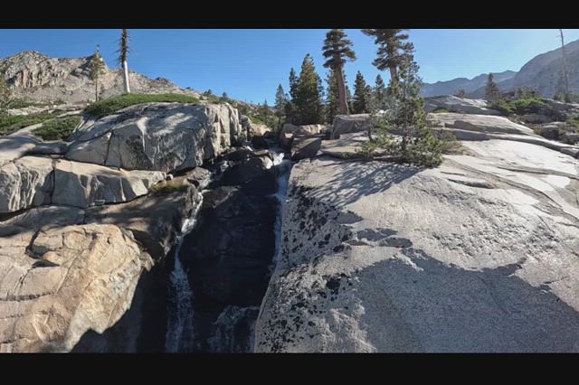 1512 GoPro video of a waterfall as Twin Lakes Creek plunges into a granite gorge, from the Twin Lakes Trail
