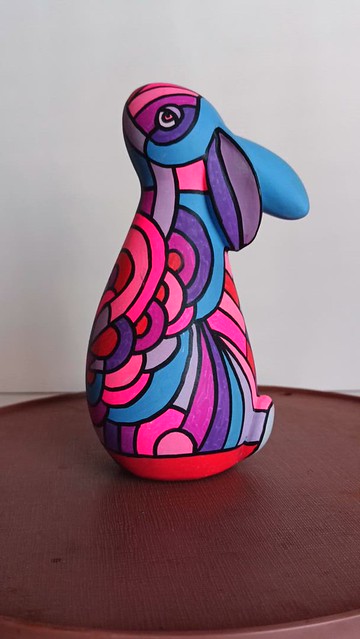 Pop Art bunny custom painted figure