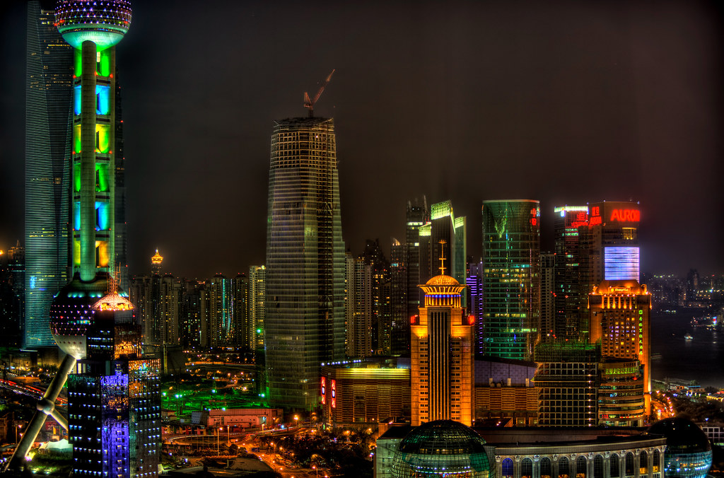 Modern Shanghai at night by MDSimages.com