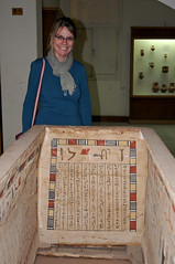 Ilona by the painted wooden coffin