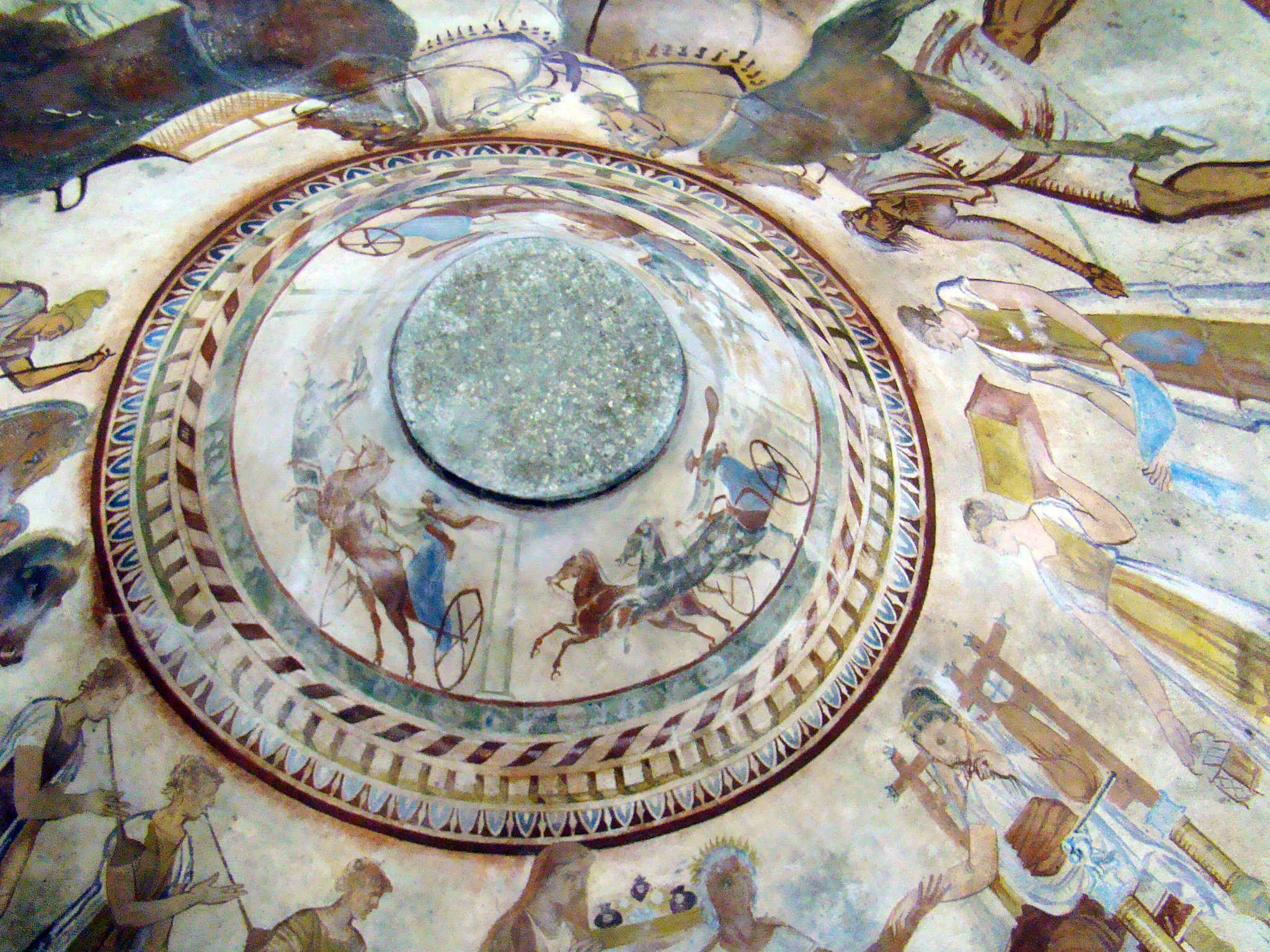 techo Pintura mural al fresco Tumba de Seuthes III en tumulo Golyama Kosmatka Kazanlak Bulgaria 39