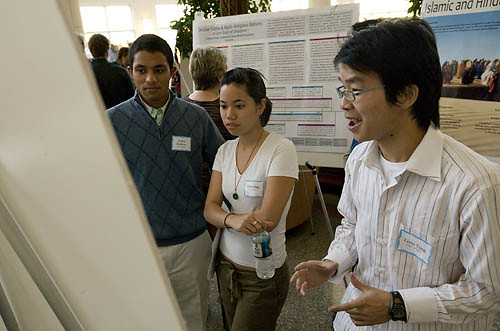 Students at a Parents & Family Weekend Poster Session on Student Research and Service-Learning