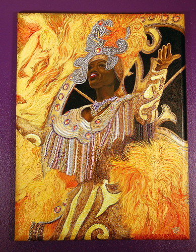 $2000.00 Yellow Lady Carnival Figure Acrylic on Canvas 