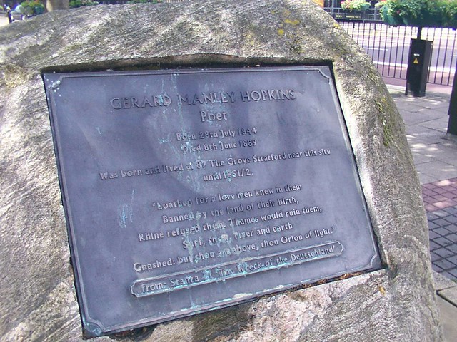 Gerard Manley Hopkins memorial, The Grove, Stratford, London E15