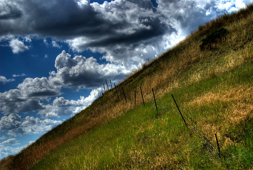 sky canada grass fence geotagged hill alberta iphoto coulee medicinehats