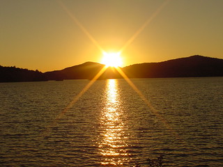 Sunset Lower Saranac Lake on Water