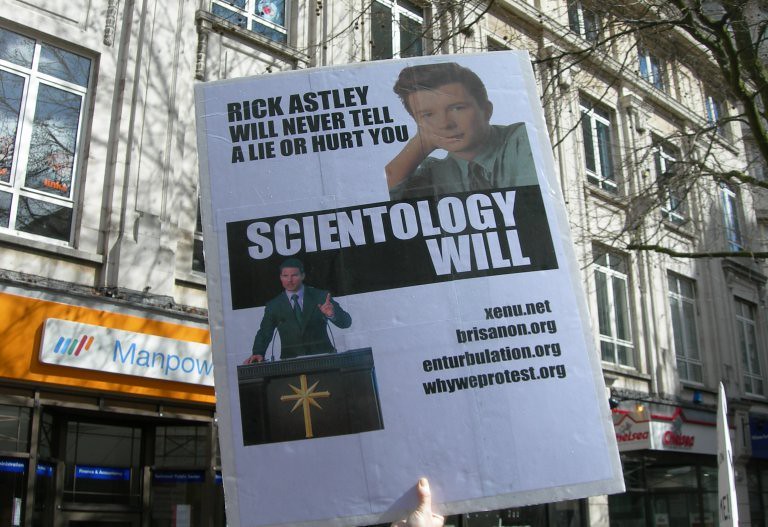 Rick Astley versus Scientology, Taken by Anonymitts. Upload…