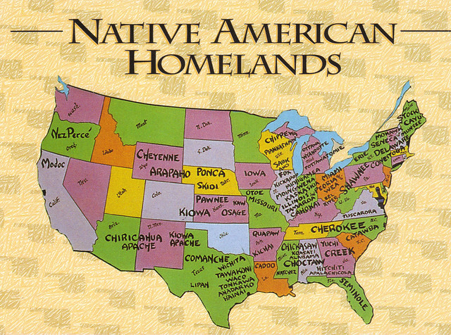 USA Native American Homelands Map Postcard