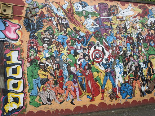 Mural on the side of Old School Pizza