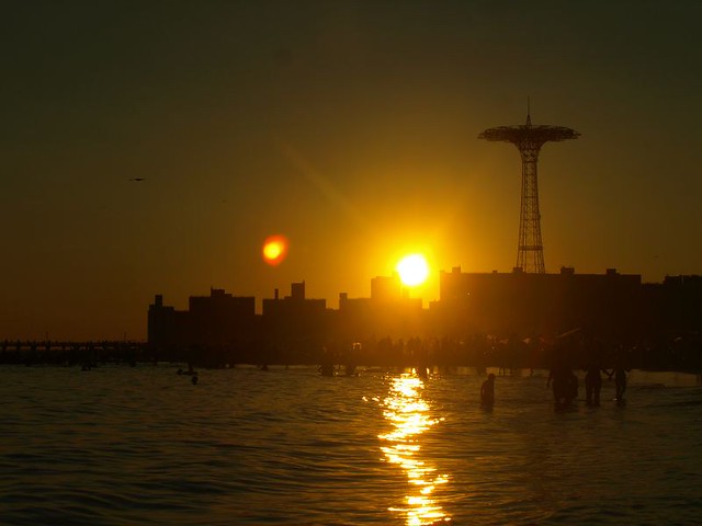 Golden Sunset over Coney Island Beach NY Sept 5th