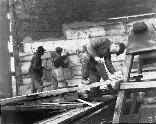 Ship carpenters fitting the pine sheathing | Accession Numbe… | Flickr