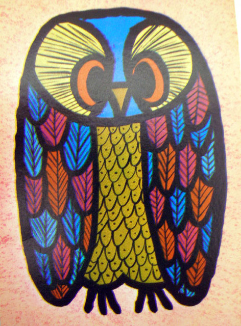 vintage owl playing card
