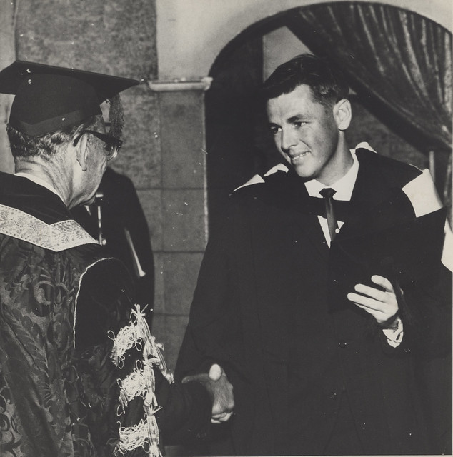 Graduation at City Hall, c1966[?] Dr Edwards on left