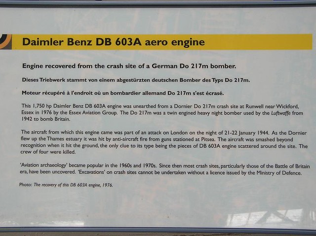 IWM Duxford 0437 - WWII - German - engine from Dornier Do 217 bomber - 1942