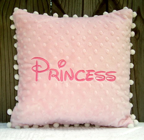 Princess Minky Pillow with Pom-Poms