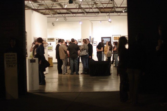 Opening night crowd at Project Artspace, Wollongong
