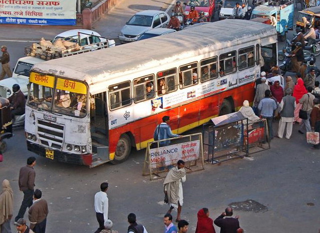 Rajastan Parivahan Jaipur city bus (Parivahan Ki Bus) at Badi Chaupad.