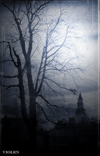 blue moon tree tower texture church night clouds dark evening poland polska bielskobiała bielskobiala