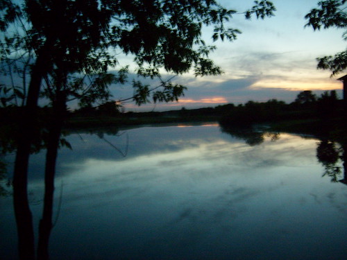 blue sky water sunrise reflections pond