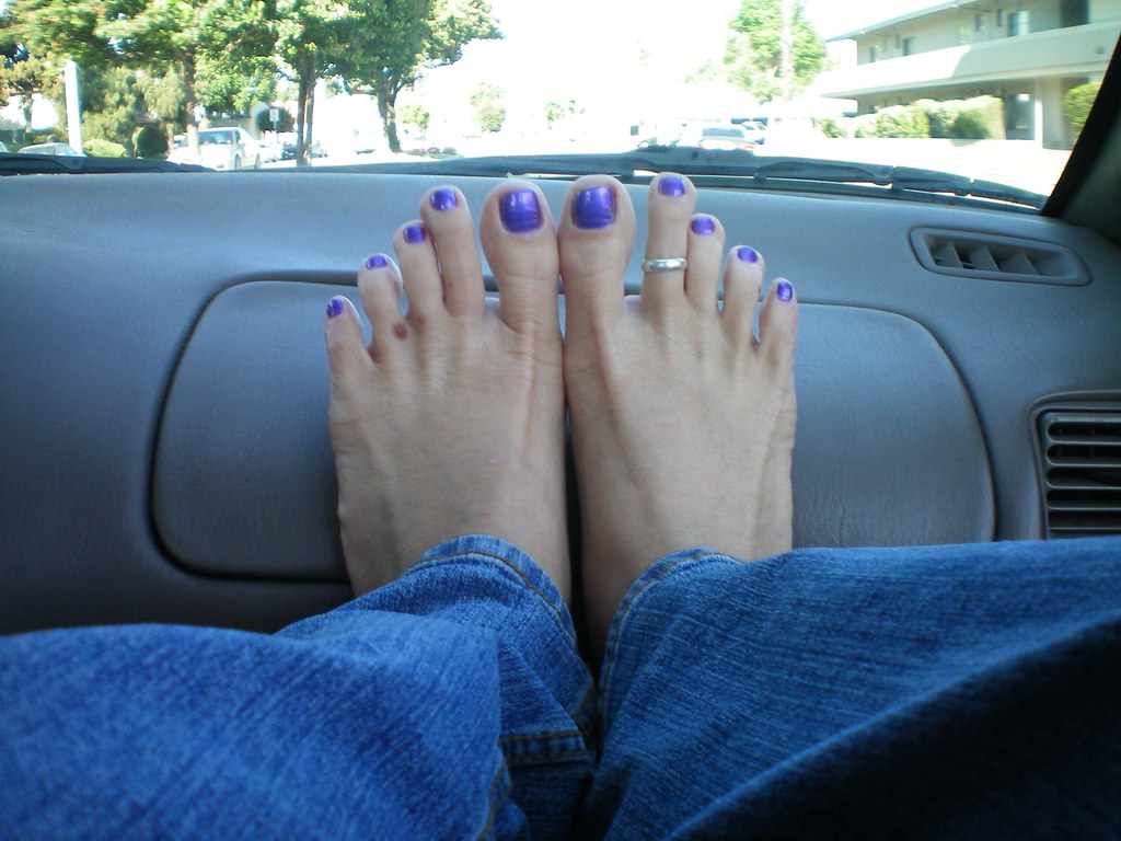 sexy, feet, car, toe, purple, board, nail, ring, dash, barefoot, sherry, ja...